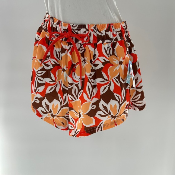 Roxy Other - NWT Roxy Women's XS Pull On High Waist Boardshorts Floral Print Red Orange Brown
